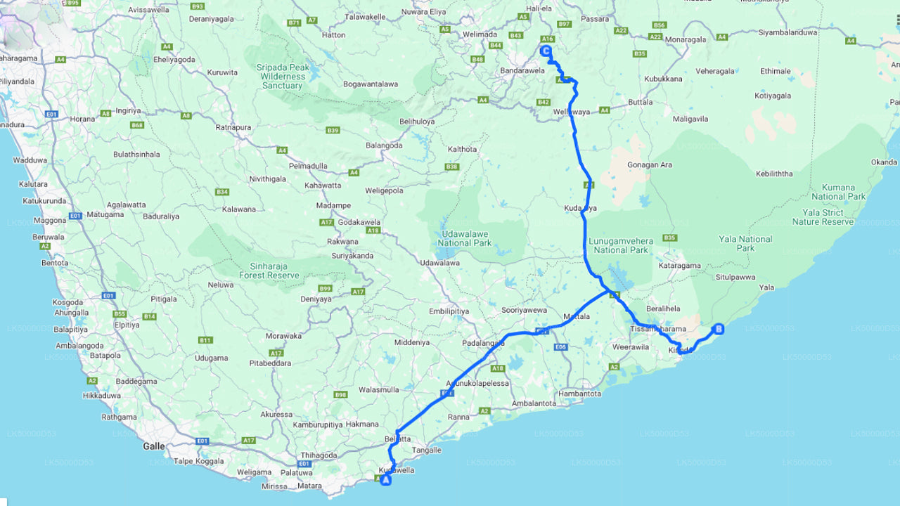 Privat tur fra Hiriketiya til Ella med Yala Safari