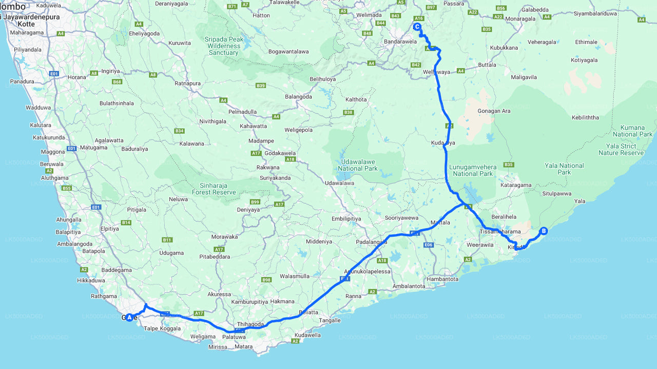 Privat tur fra Galle til Ella med Yala Safari