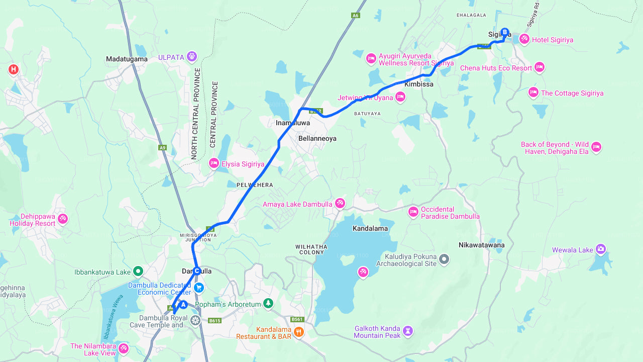 Sigiriya og Dambulla fra Dambulla