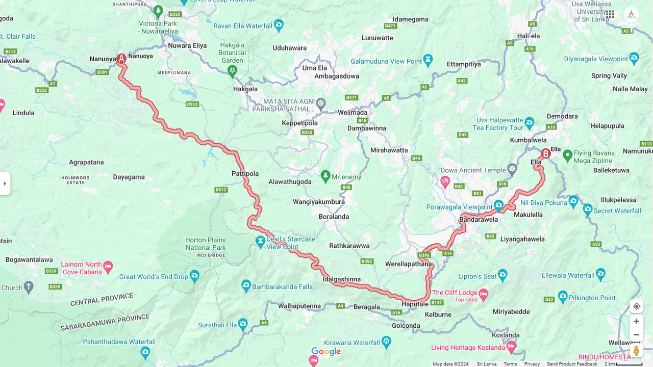 Togtur fra Nanu Oya til Ella (tog № 1005 "Podi Menike")