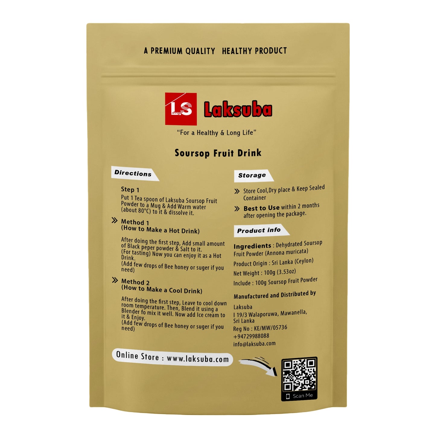 Laksuba Soursop Frugtpulver (100 g)