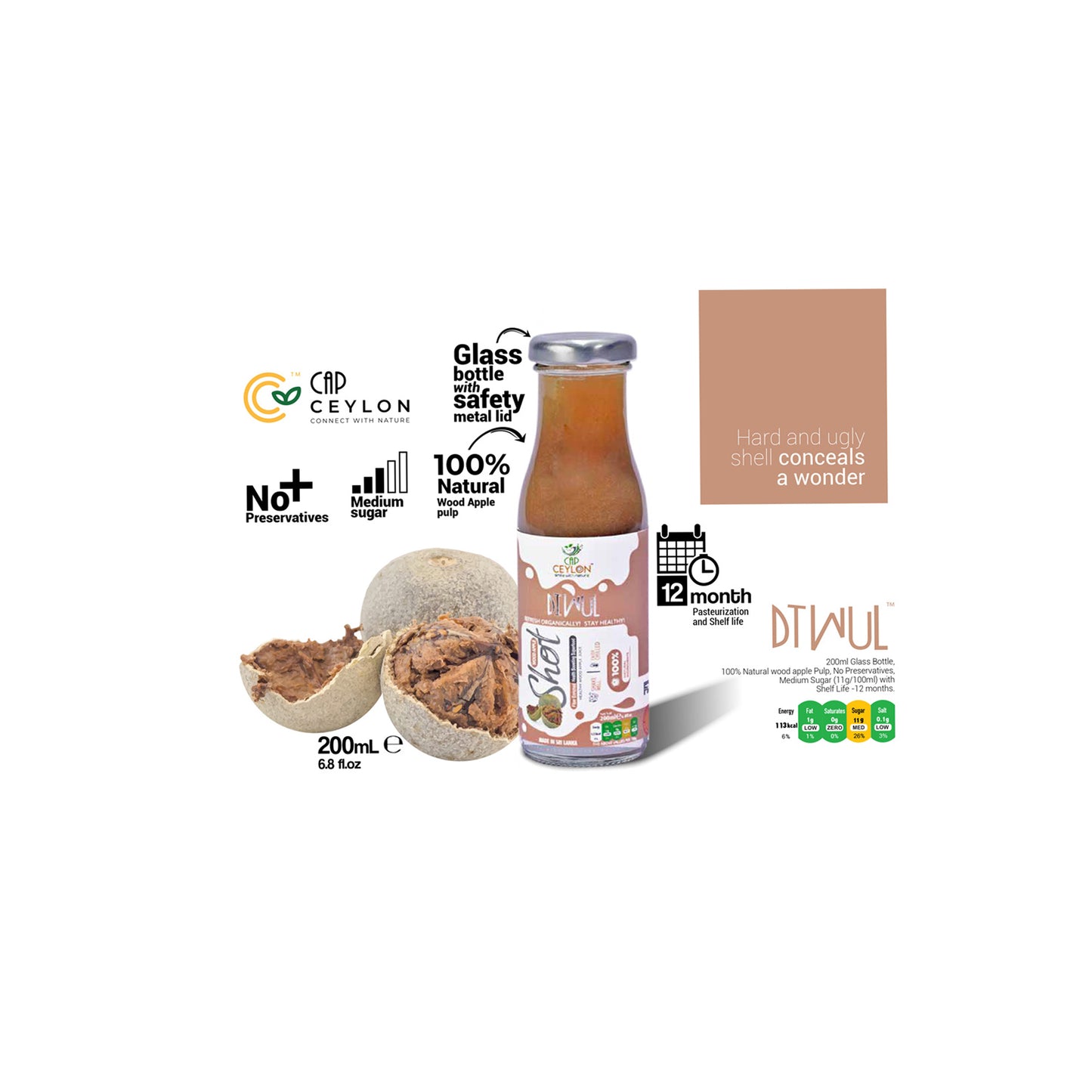 CAP Ceylon æbleshot i træ (200 ml)