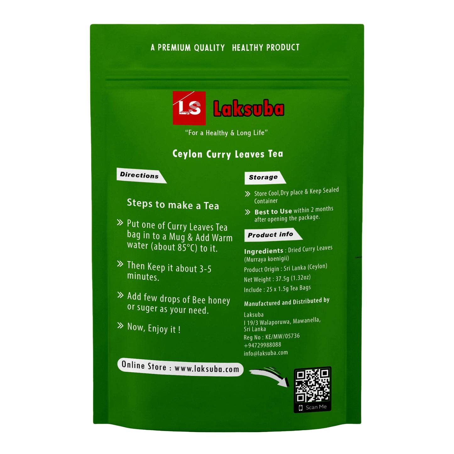 Laksuba Ceylon Karrybladste (37,5 g) 25 tebreve