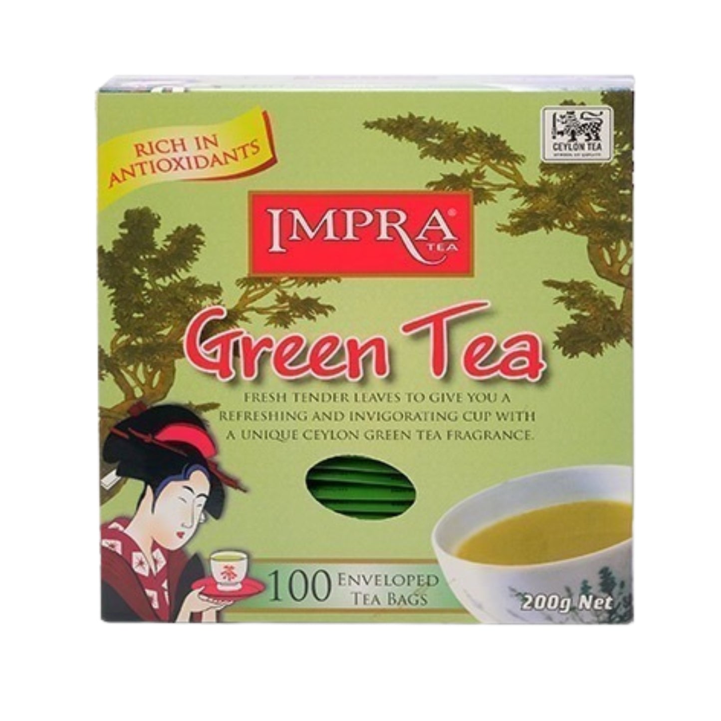 Impra grøn te (200 g) 100 indhyllede teposer