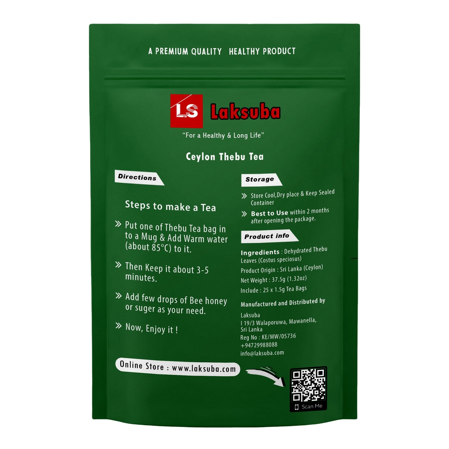 Laksuba Ceylon Thebu te (37,5 g) 25 tebreve