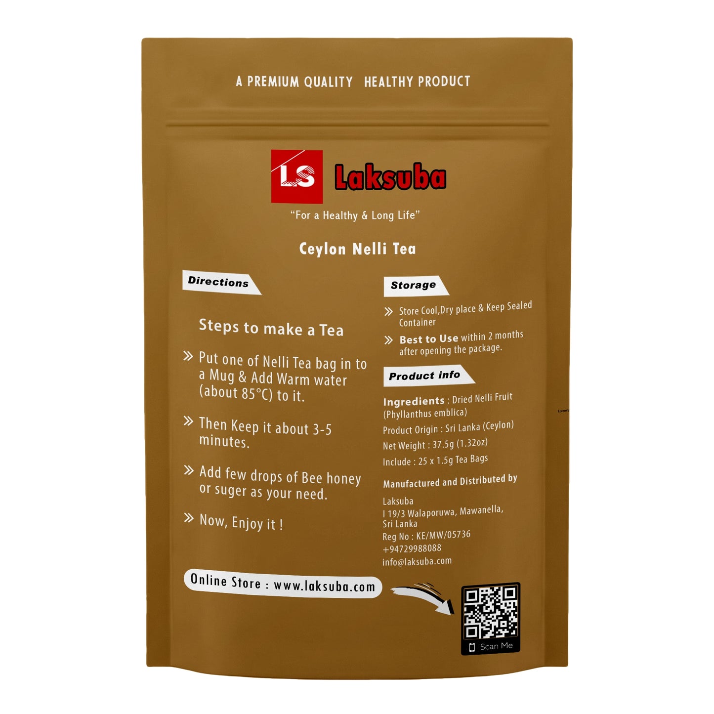 Laksuba Ceylon Nelli te (37,5 g) 25 tebreve