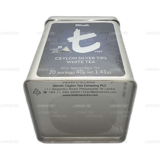 Dilmah T-serie VSRT Ceylon Silver Tips Hvid te Tin Caddy (40g) Løst blad