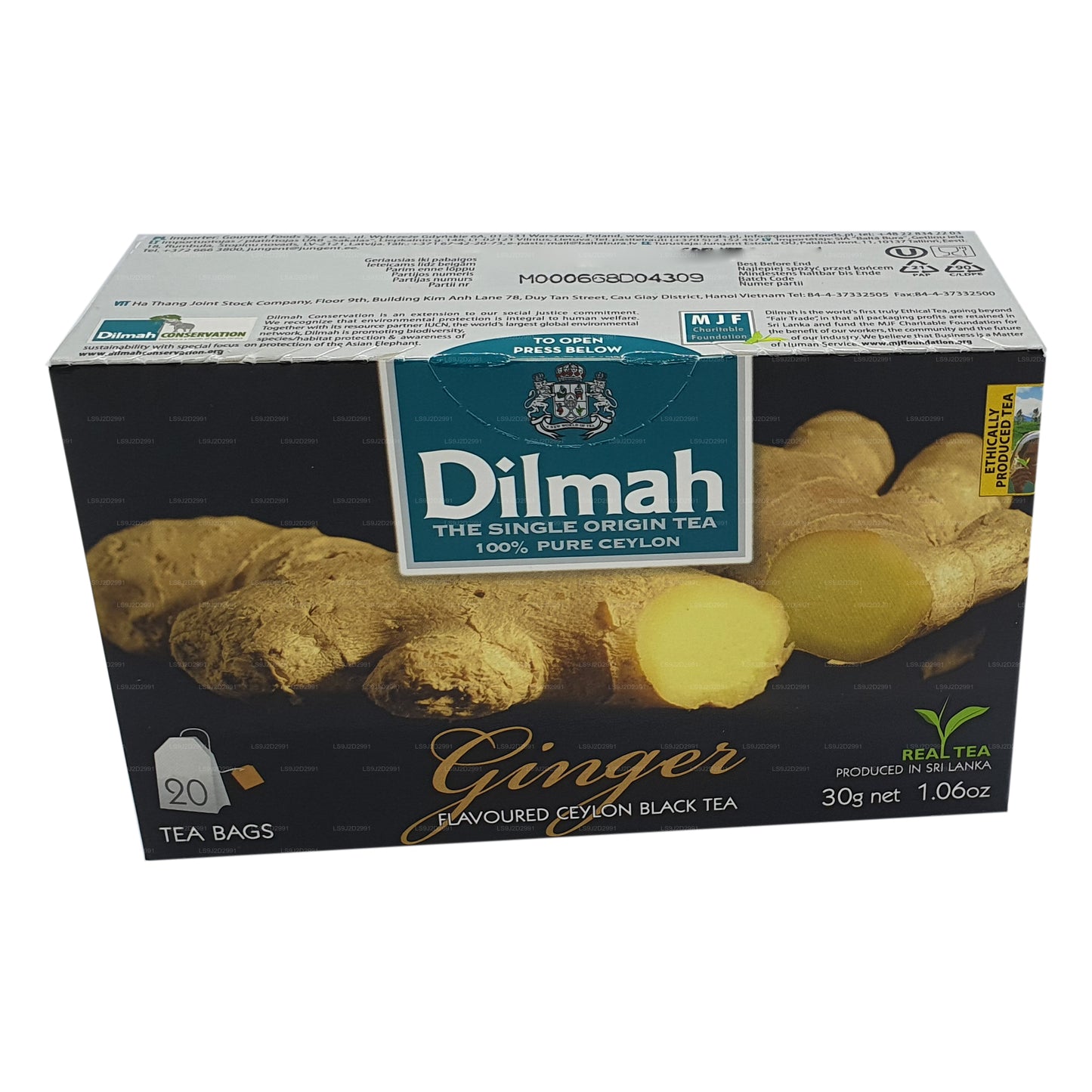 Dilmah ingefær aromatiseret sort te (30 g) 20 teposer