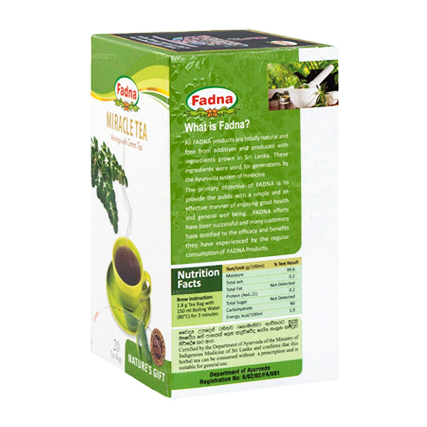 Fadna Miracle Tea Moringa med grøn te (40g) 20 teposer