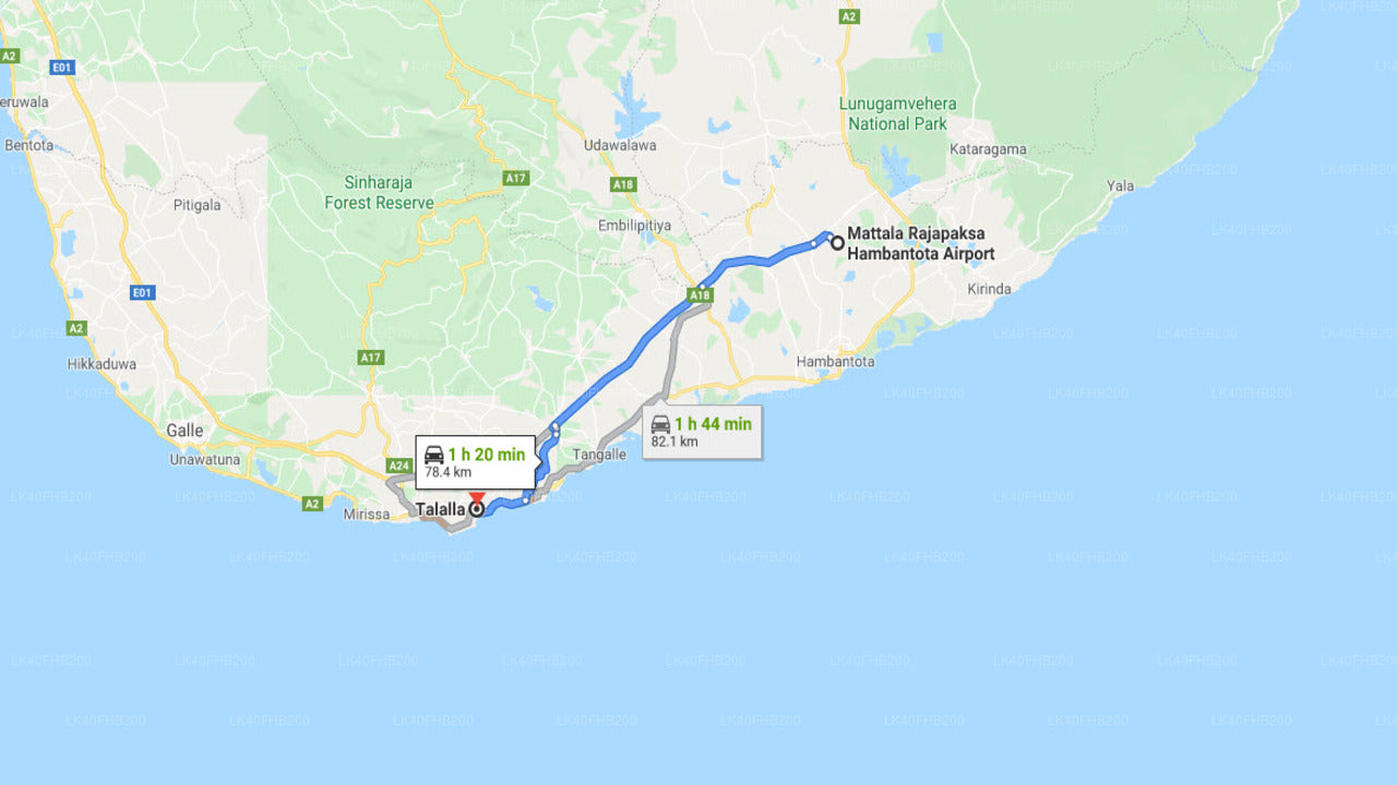 Talalla By til Mattala (HRI) Lufthavn Privat Transfer