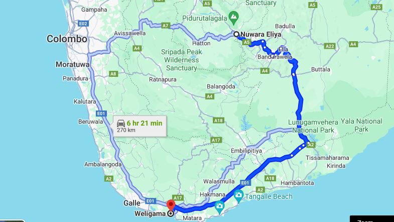 Privat transport fra Nuwara Eliya til Weligama
