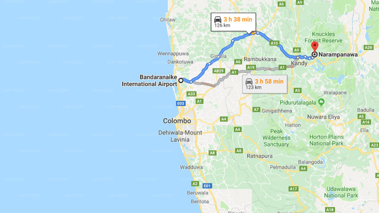Narampanawa by til Colombo (CMB) Lufthavn Privat Transport