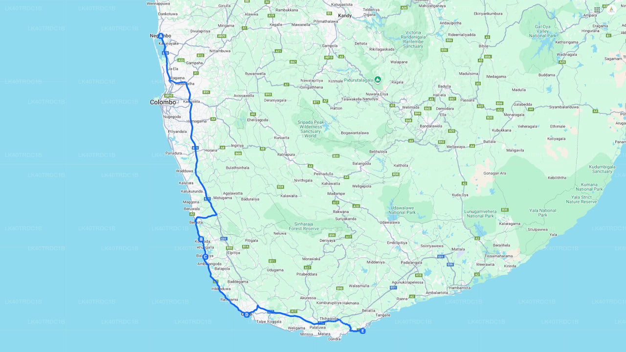 Privat transport fra Negombo til Hiriketiya med sightseeingstop