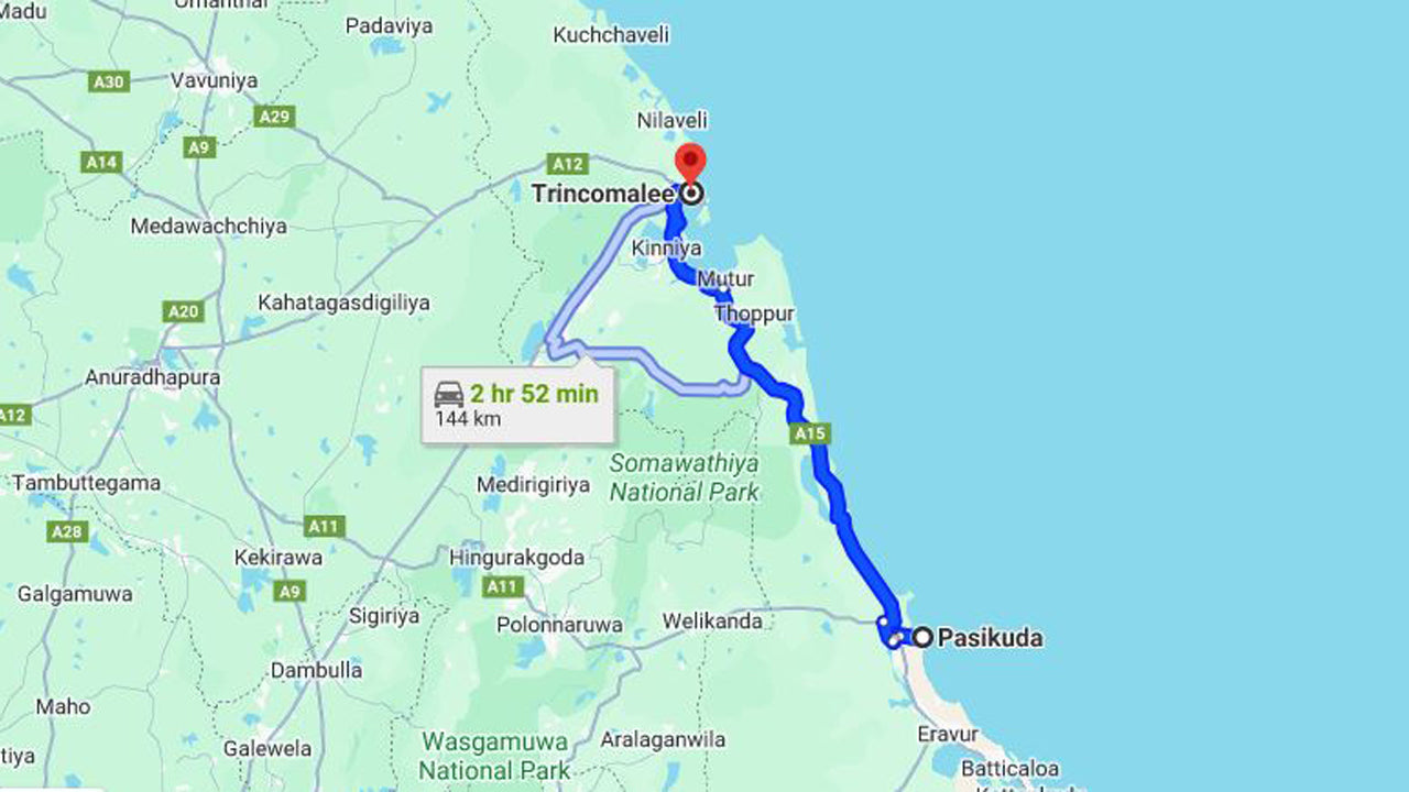 Privat transport fra Pasikuda by til Trincomalee by