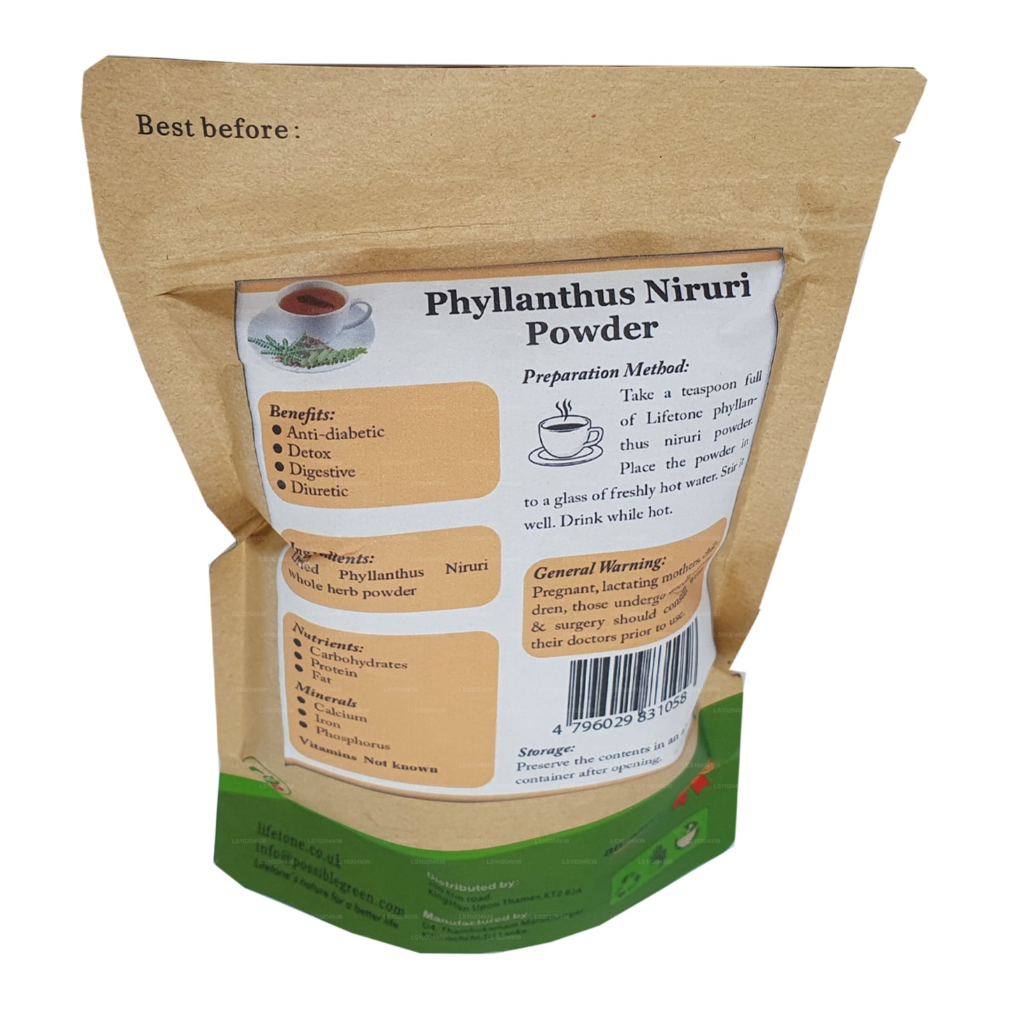 Lifetone Phylanthus Niruri pulver (100 g)