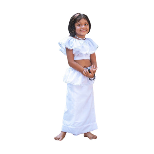 Lakpura Kids White Lamasaree / Half Saree (Design H101)