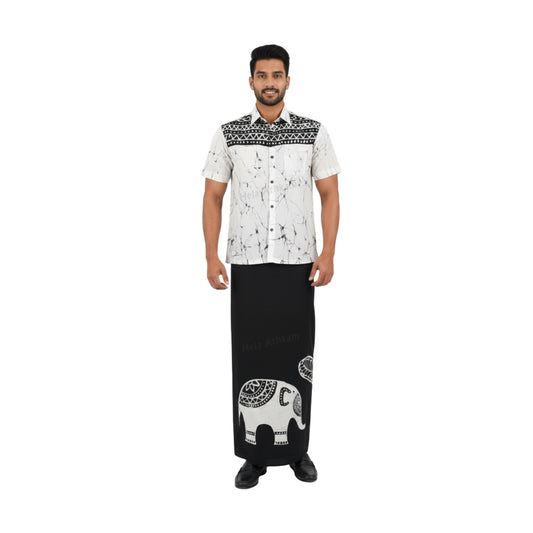 Lakpura® Batik Skjorte og Sarong (Design AB222)