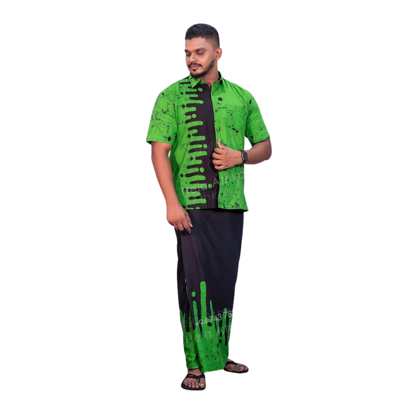 Lakpura® Batik Skjorte og Sarong (Design AB222)