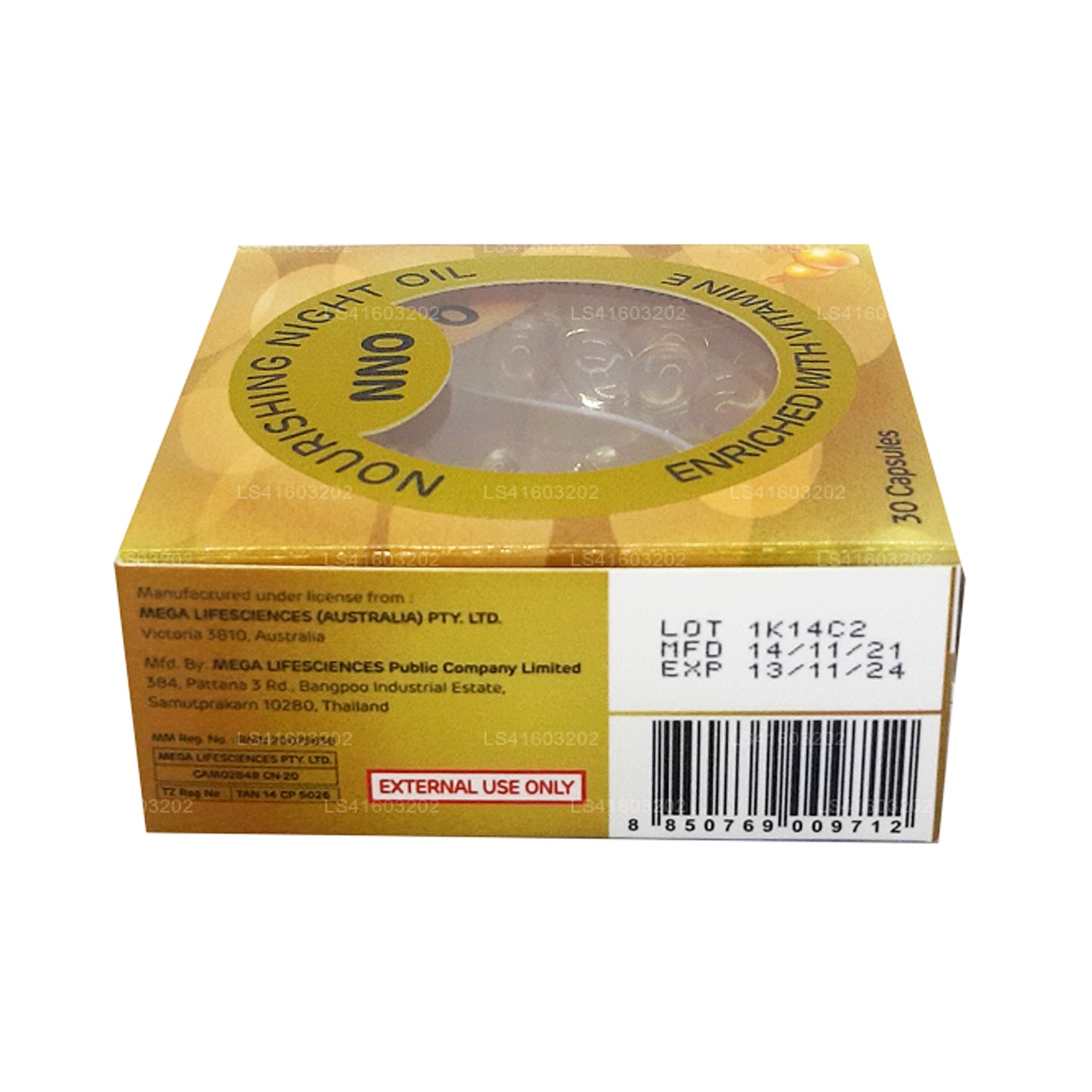 NNO Nourishing Night Oil med E-vitamin og jojobaolie (30 Caps)