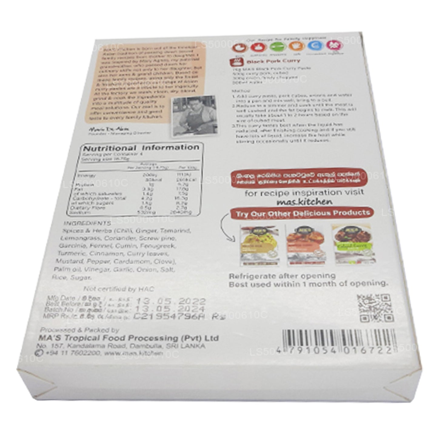 MA's Kitchen Sort Svinekød Karrypasta (75g)