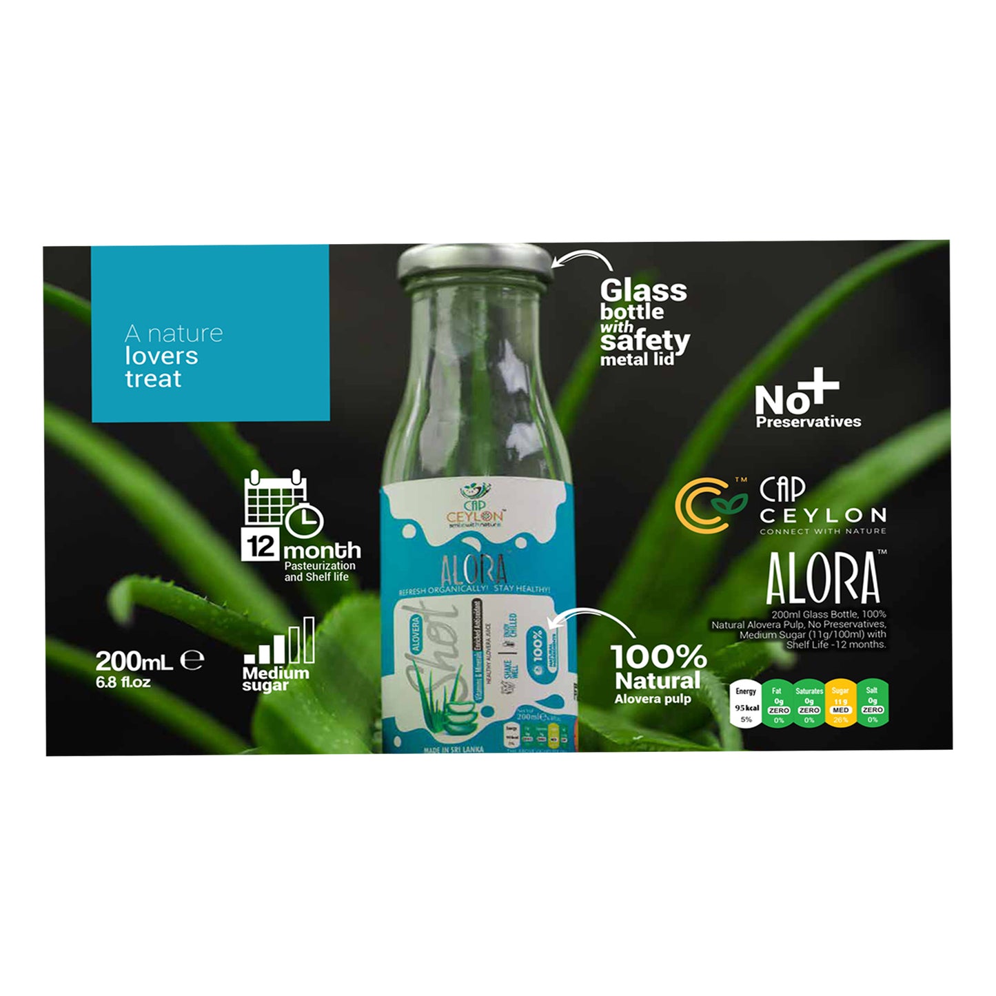 CAP Ceylon Alovera skud (200 ml)