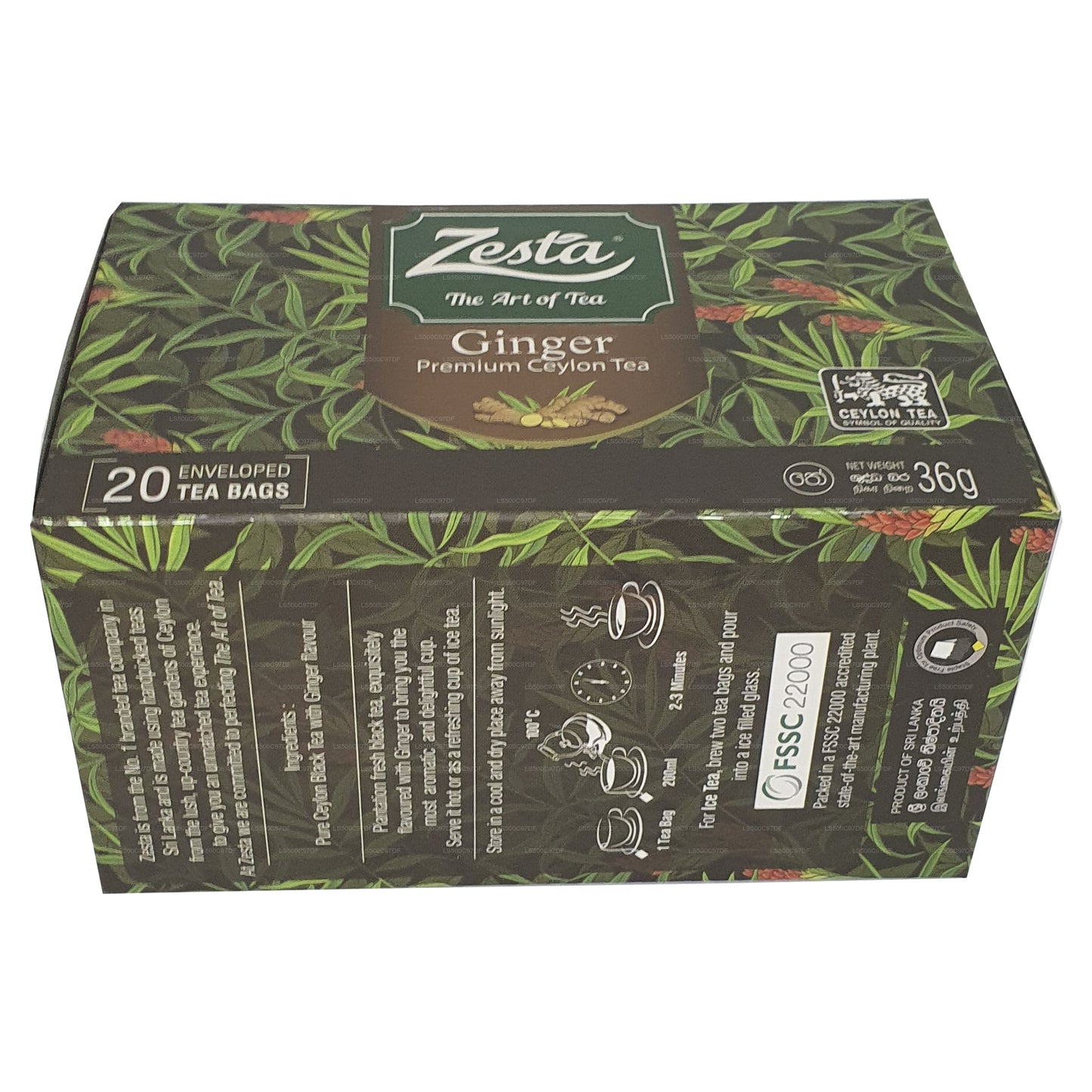Zesta Ginger Premium Ceylon Te (36g) 20 Teposer