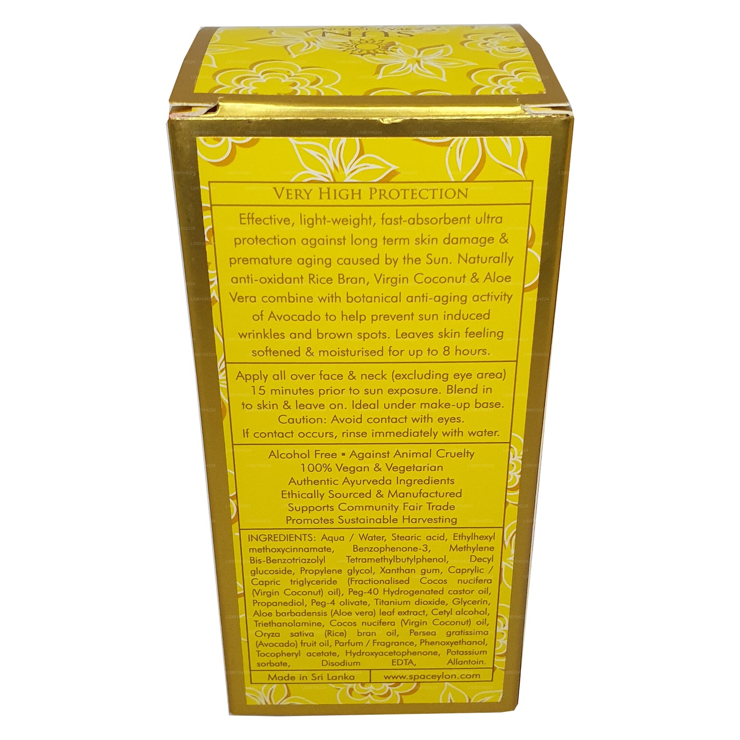 Spa Ceylon SUN Moisture Care Anti Age ansigtscreme UVA+UVB „SPF 50+“ (30 ml)