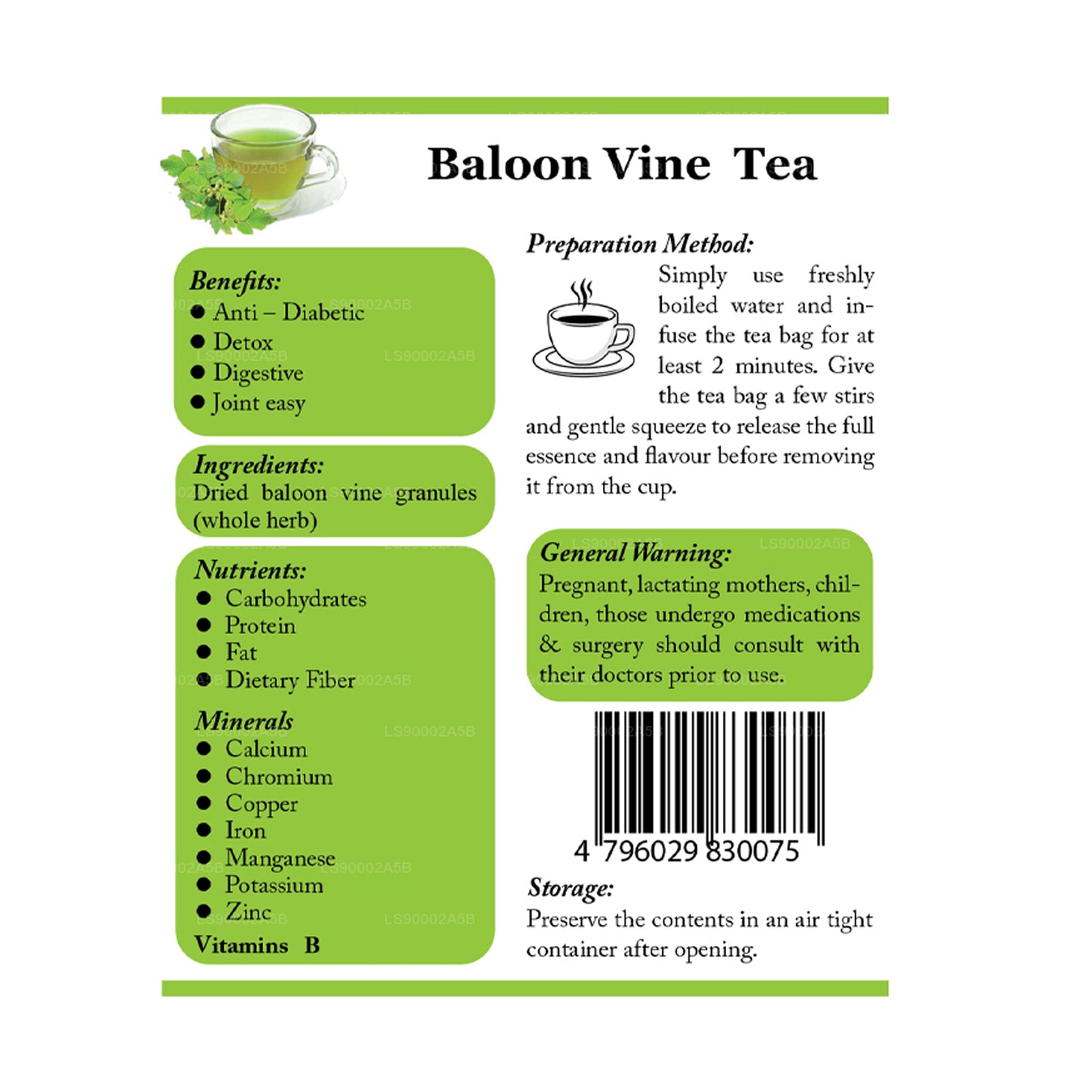 Lifetone Ballon Vine Te (30g) 20 Teposer