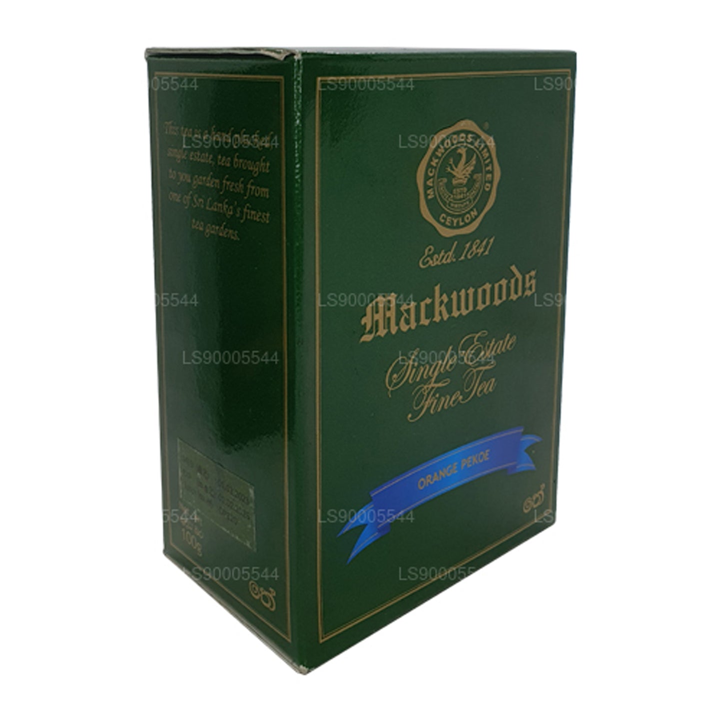 Mackwoods enkelt ejendom, løst blad, orange pekoe (op) i en karton (100 g)
