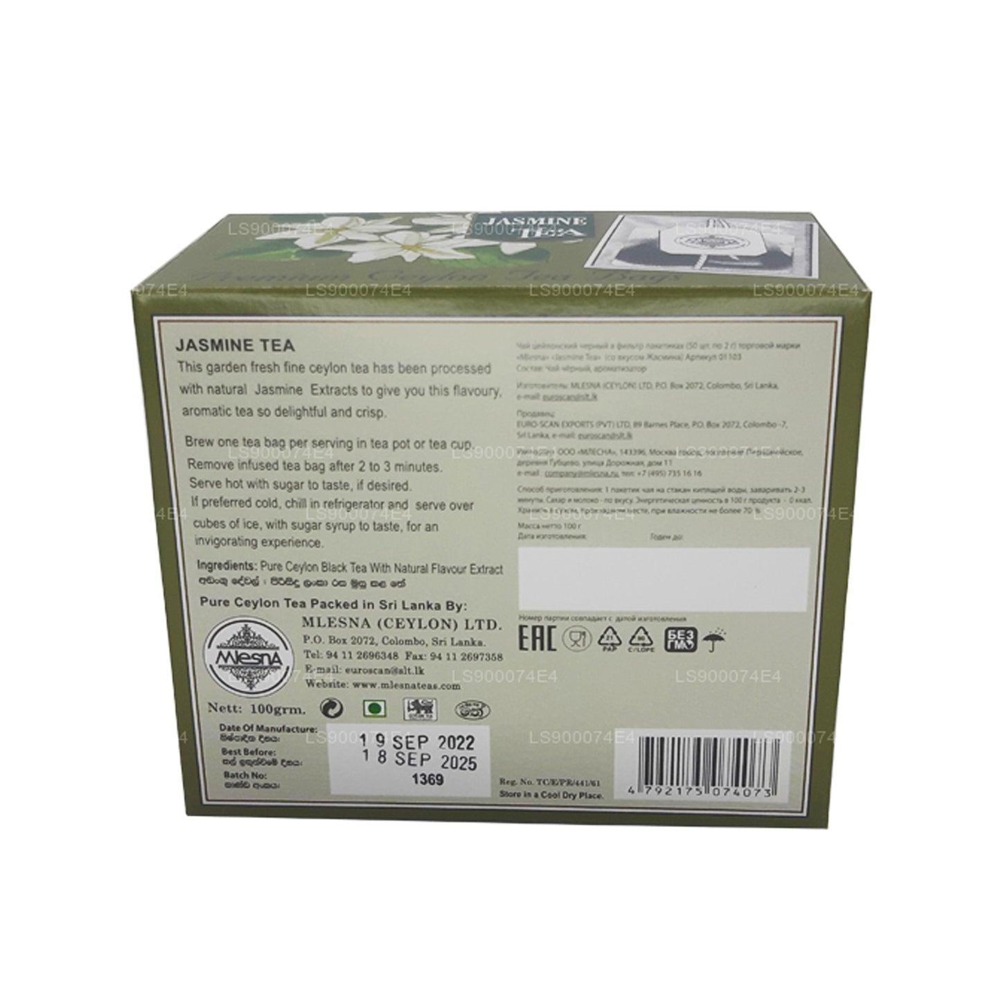 Mlesna Jasmine sort te (100g) 50 teposer