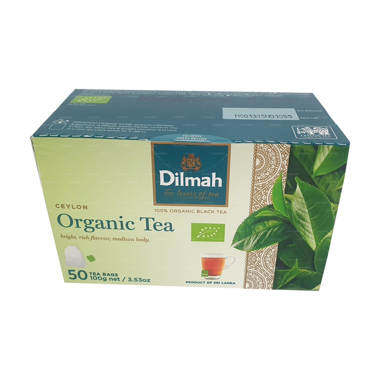 Dilmah økologisk te (100 g) 50 teposer