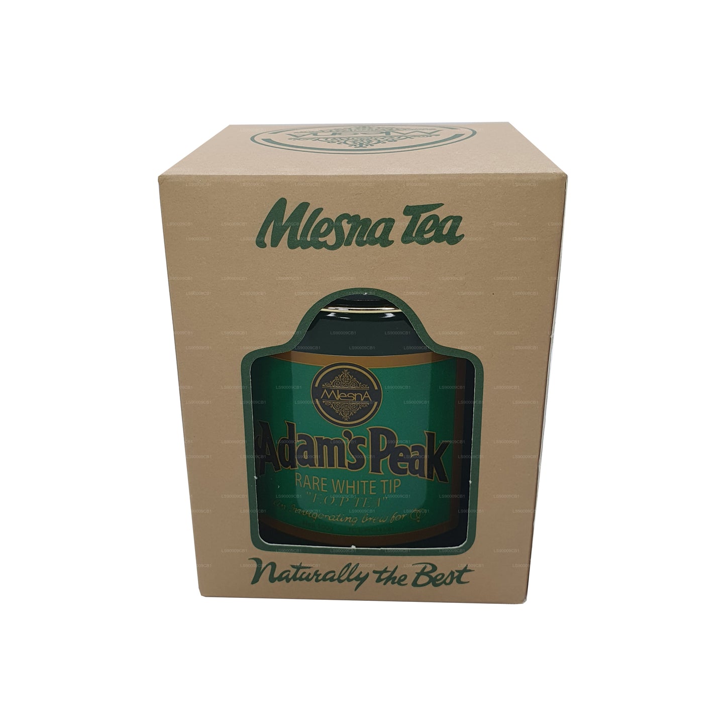 Mlesna te Adams Peak Sjælden Hvid Tip FOP Leaf te i Metal Caddy (100 g)