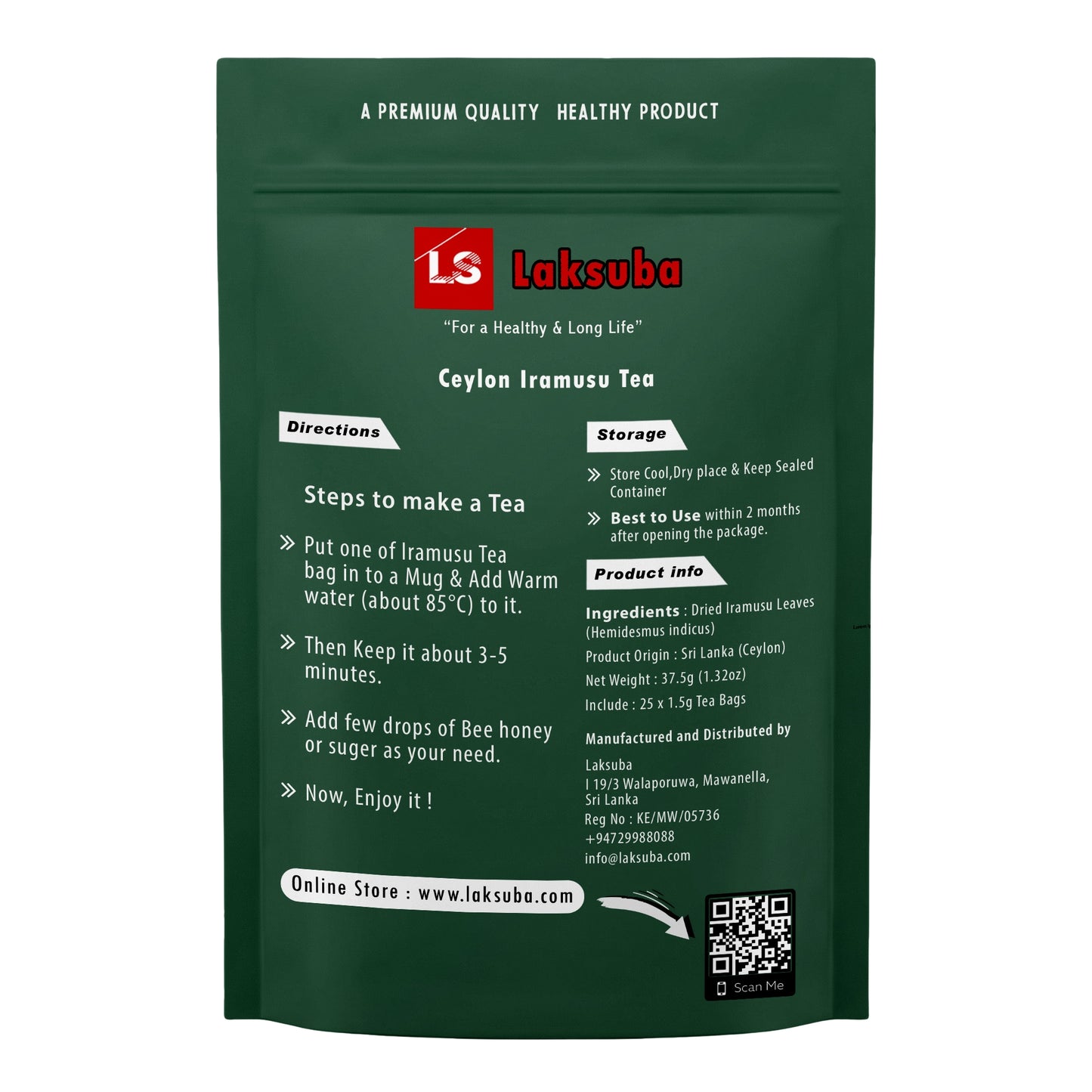 Laksuba Ceylon Iramusu Te (37,5 g) 25 tebreve