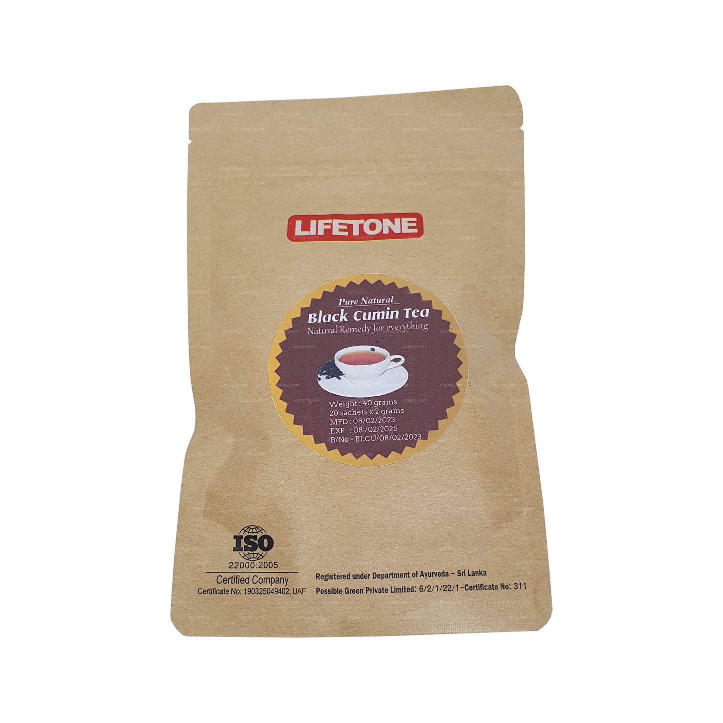 Lifetone sort spidskommen te (40g)
