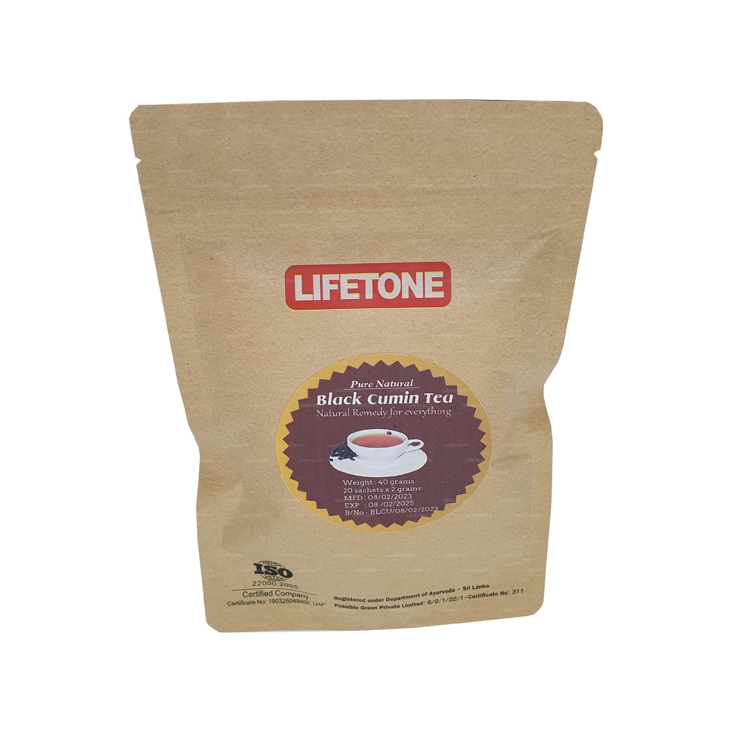 Lifetone sort spidskommen te (40g)