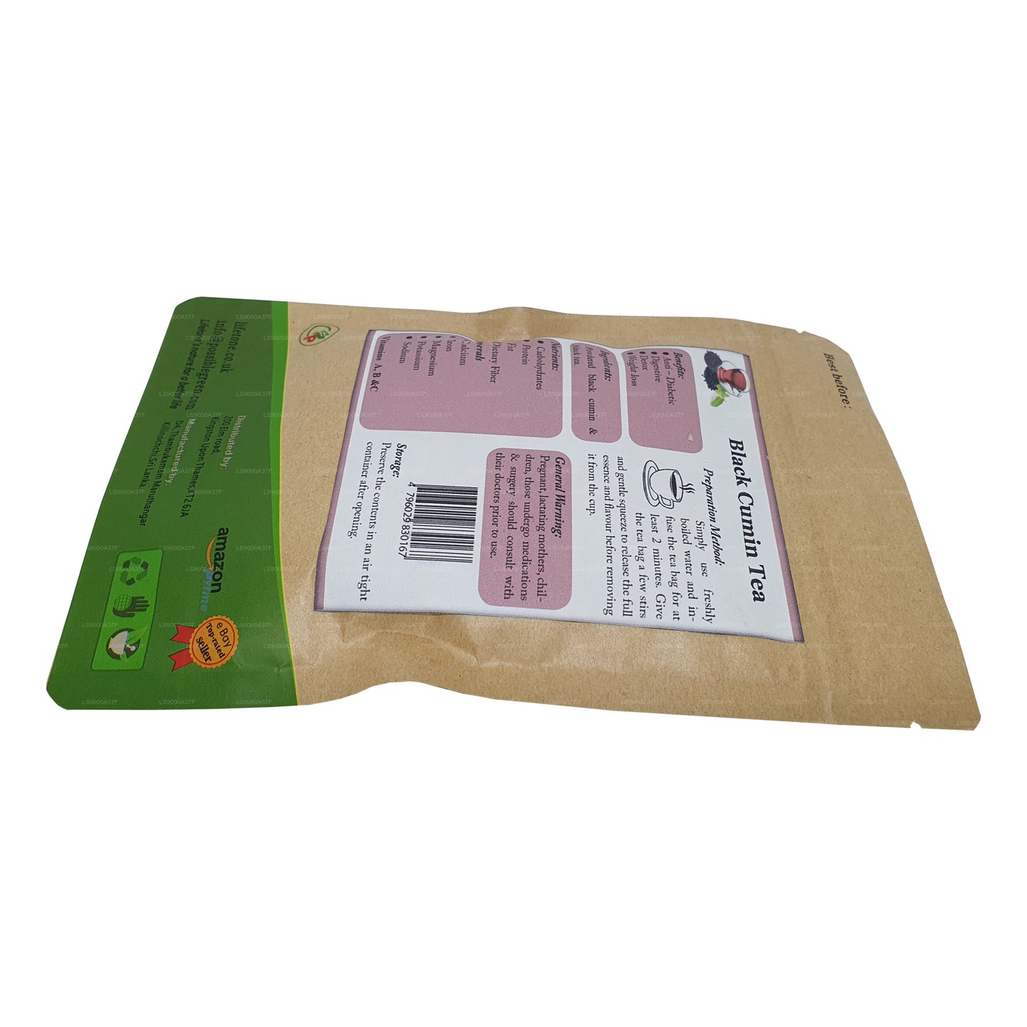 Lifetone sort spidskommen te (40g)