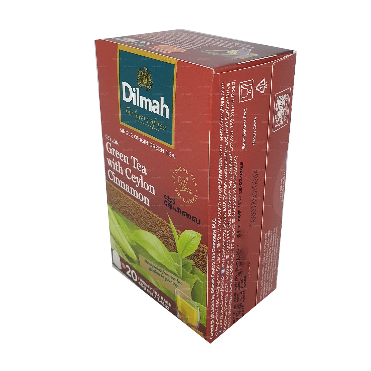 Dilmah Ceylon grøn te med Ceylon kanel (40g) 20 teposer