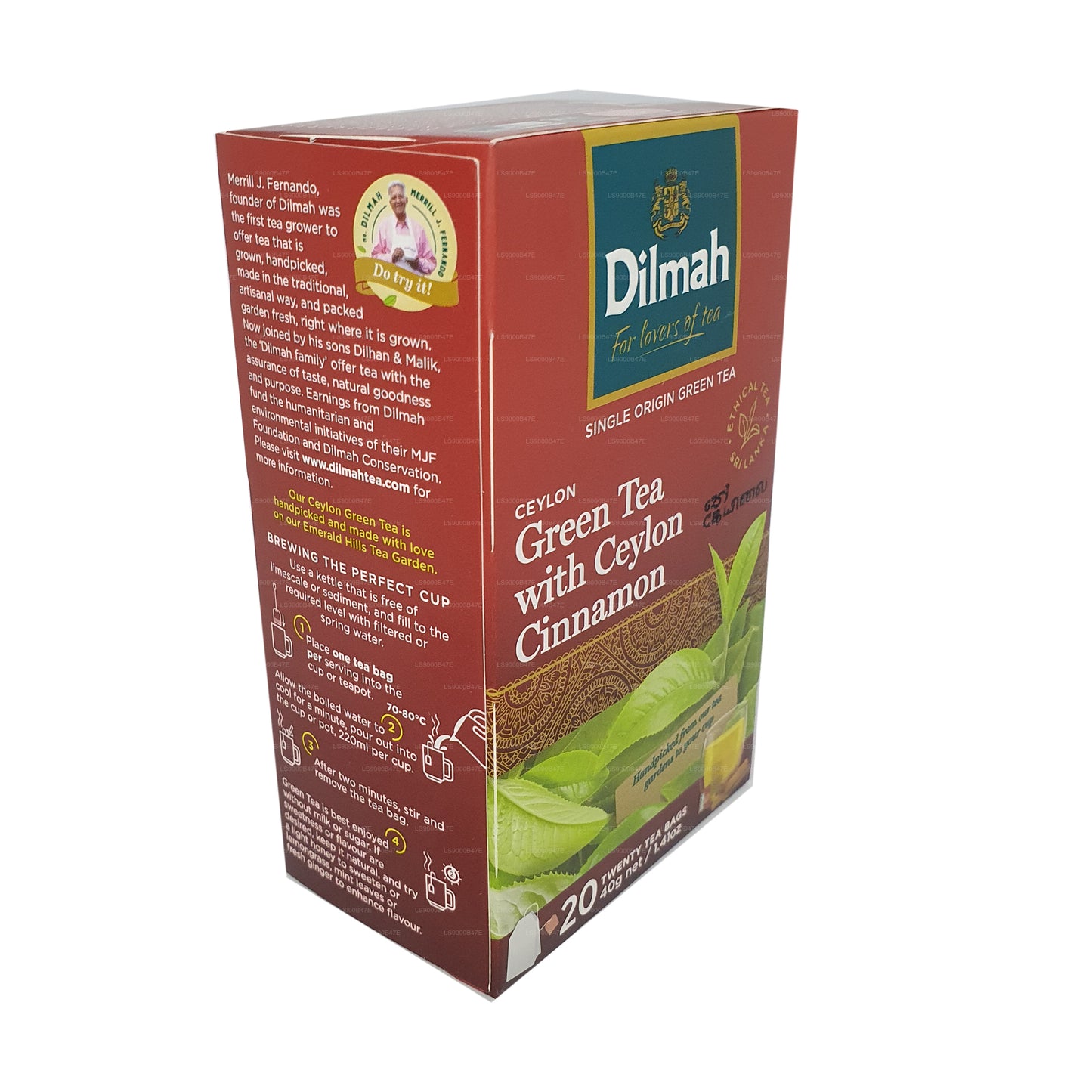 Dilmah Ceylon grøn te med Ceylon kanel (40g) 20 teposer