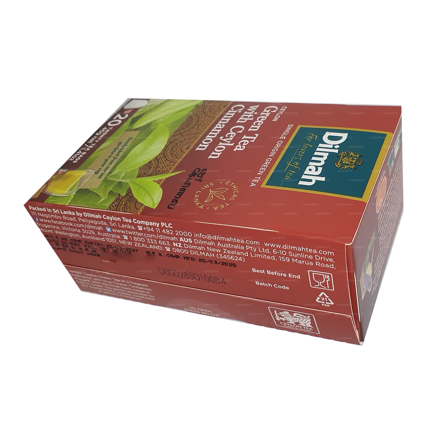 Dilmah Ceylon grøn te med Ceylon kanel (40g) 20 teposer