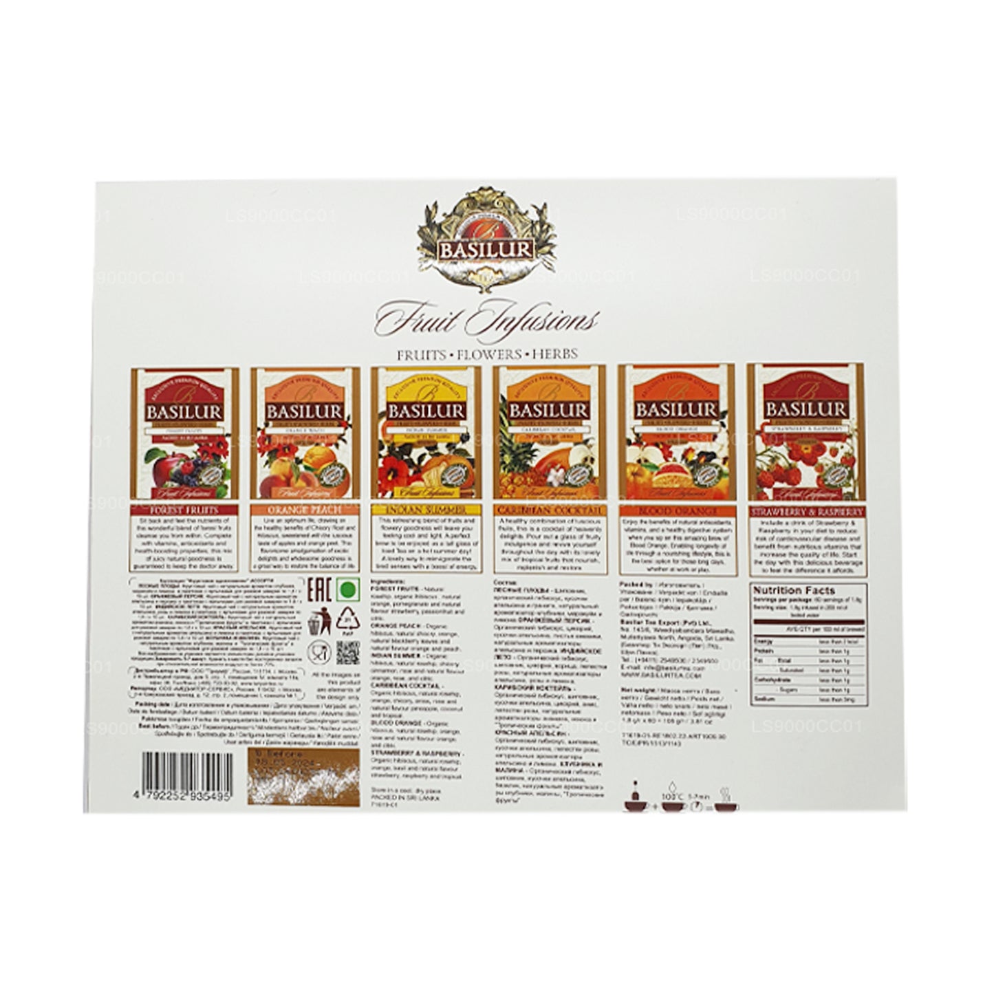 Basilur Ceylon te „Frugtinfusioner“ Assorterede 60 teposer