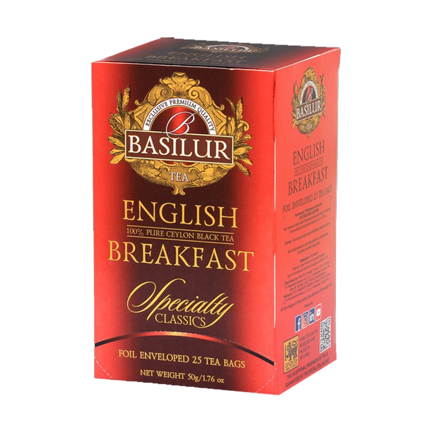 Basilur engelsk morgenmad ren Ceylon sort te (200 g) 100 teposer