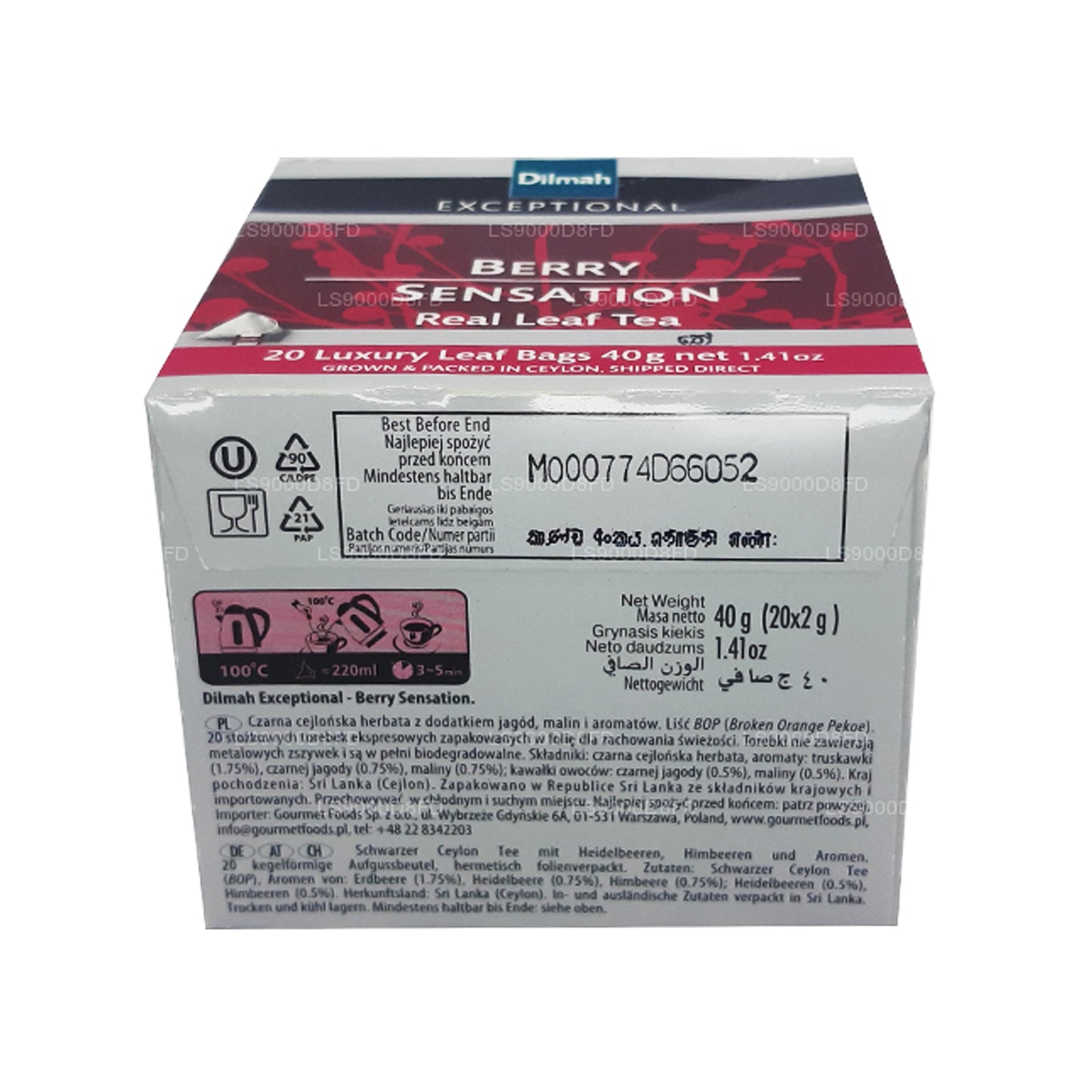 Dilmah Enestående Berry Sensation Ægte Leaf Te (40g) 20 teposer