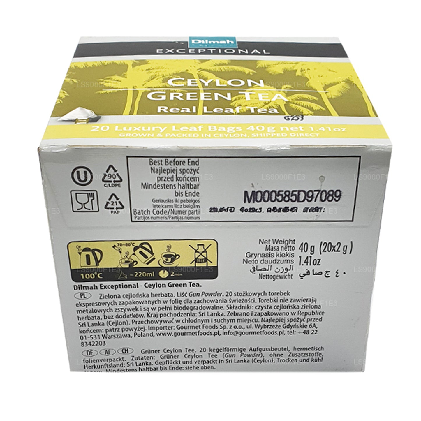 Dilmah Enestående Ceylon grøn te (40g) 20 teposer