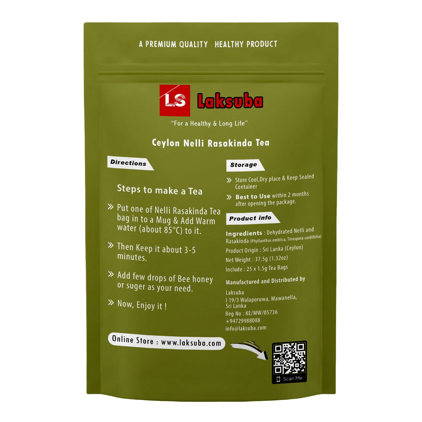 Laksuba Ceylon Nelli Rasakinda Te (37,5 g) 25 tebreve