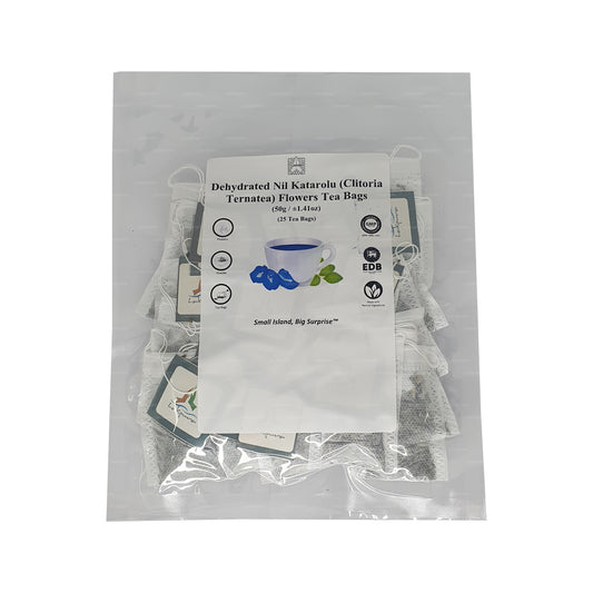 Lakpura® Dehydreret Sommerfuglerærte (Nil Katarolu; Clitoria Ternatea) Blomstertebreve (25 tebreve)