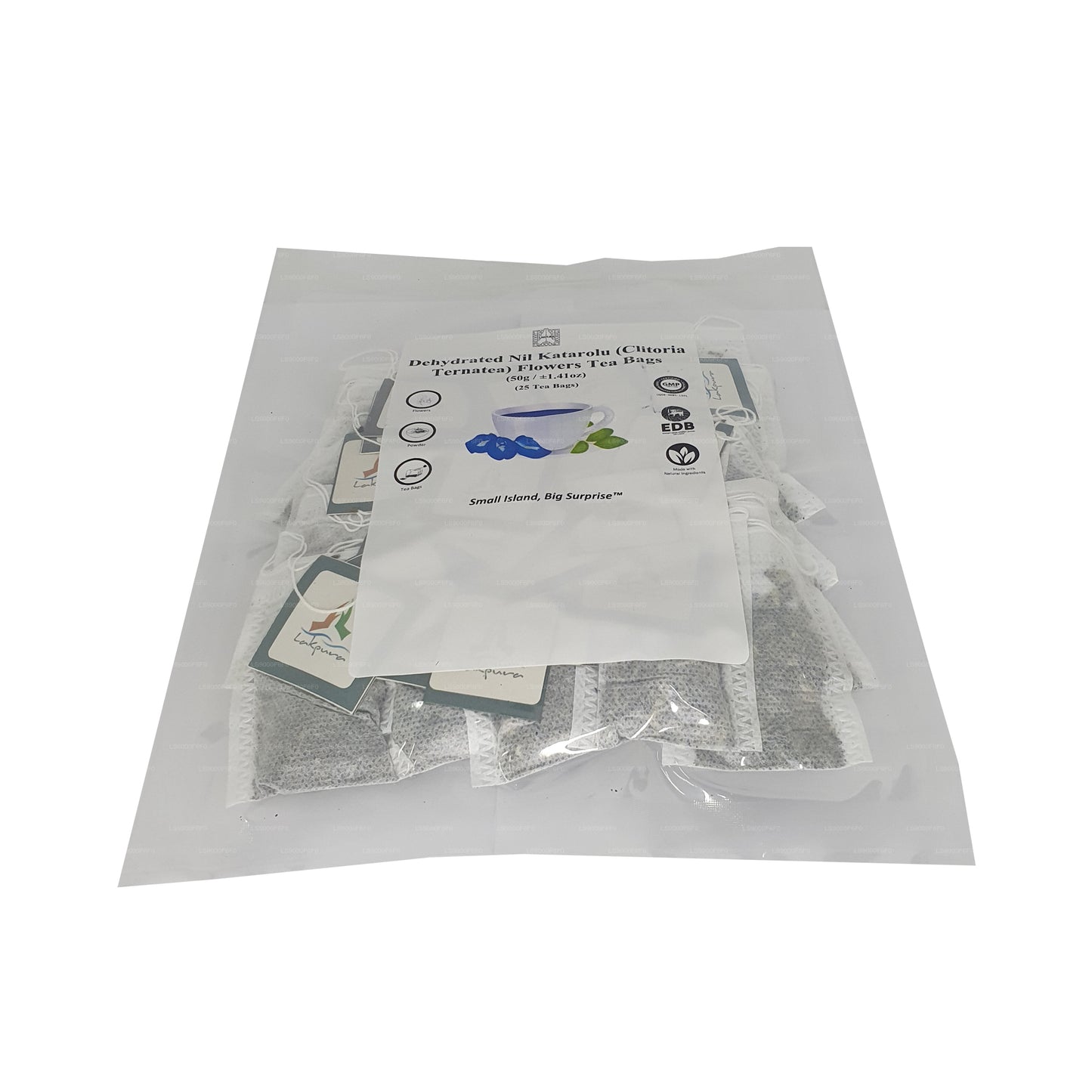 Lakpura® Dehydreret Sommerfuglerærte (Nil Katarolu; Clitoria Ternatea) Blomstertebreve (25 tebreve)