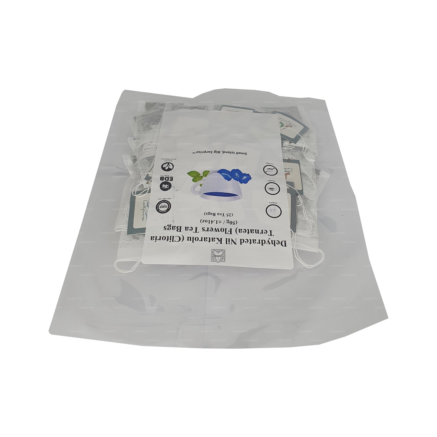 Lakpura® Dehydreret Sommerfuglerærte (Nil Katarolu; Clitoria Ternatea) Blomstertebreve (25 tebreve)