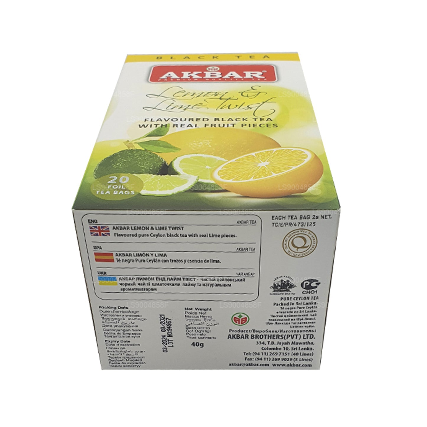 Akbar Citron og Lime Twist Tea (40g) 20 teposer
