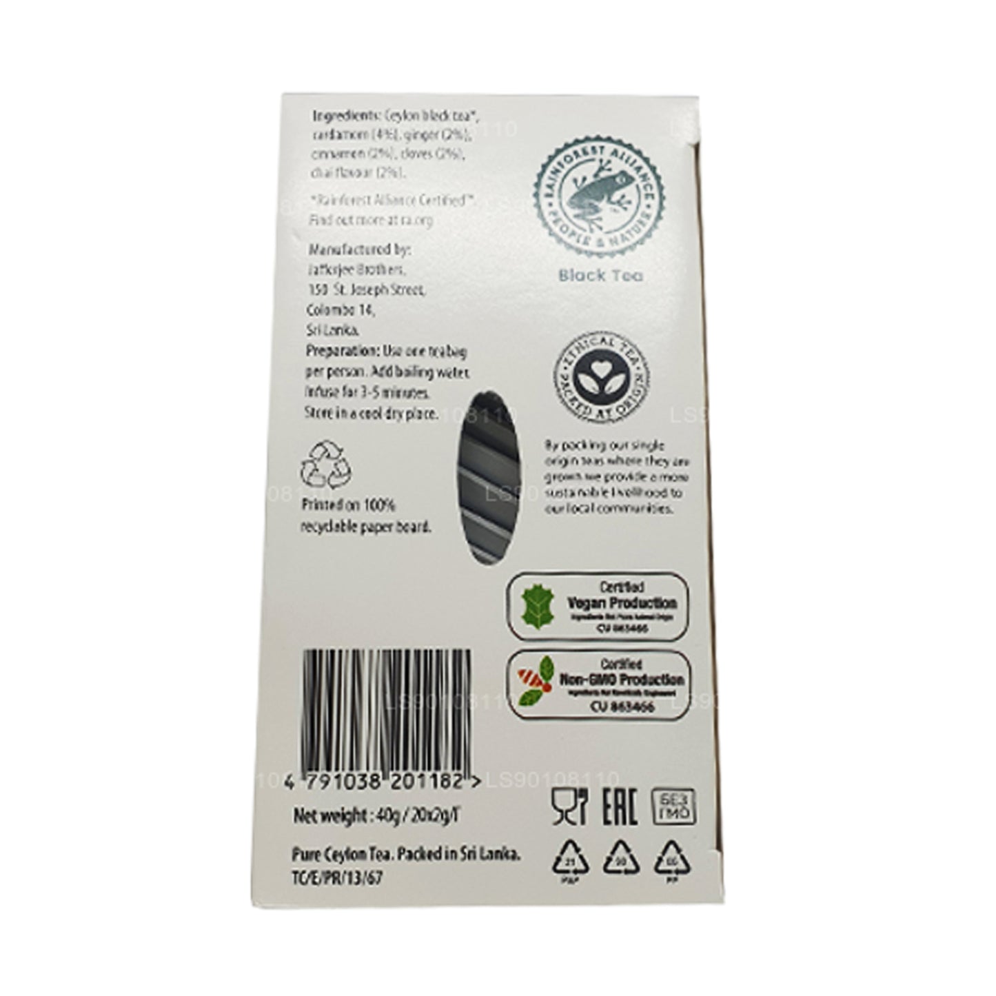 Jaf te ren krydderi samling sort te krydret Chai (40g) 20 teposer