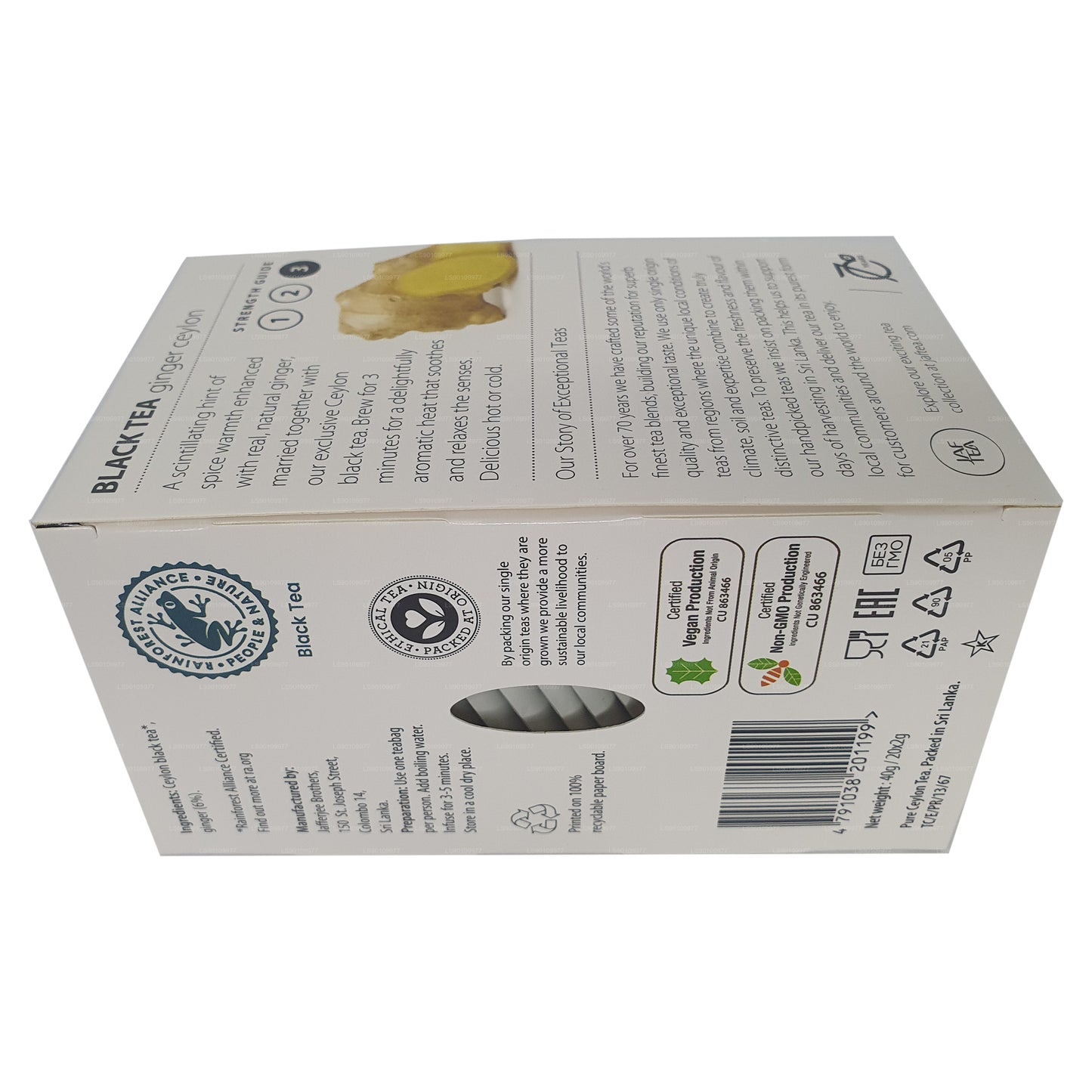 Jaf te ren krydderi samling sort te ingefær Ceylon (40g) 20 teposer